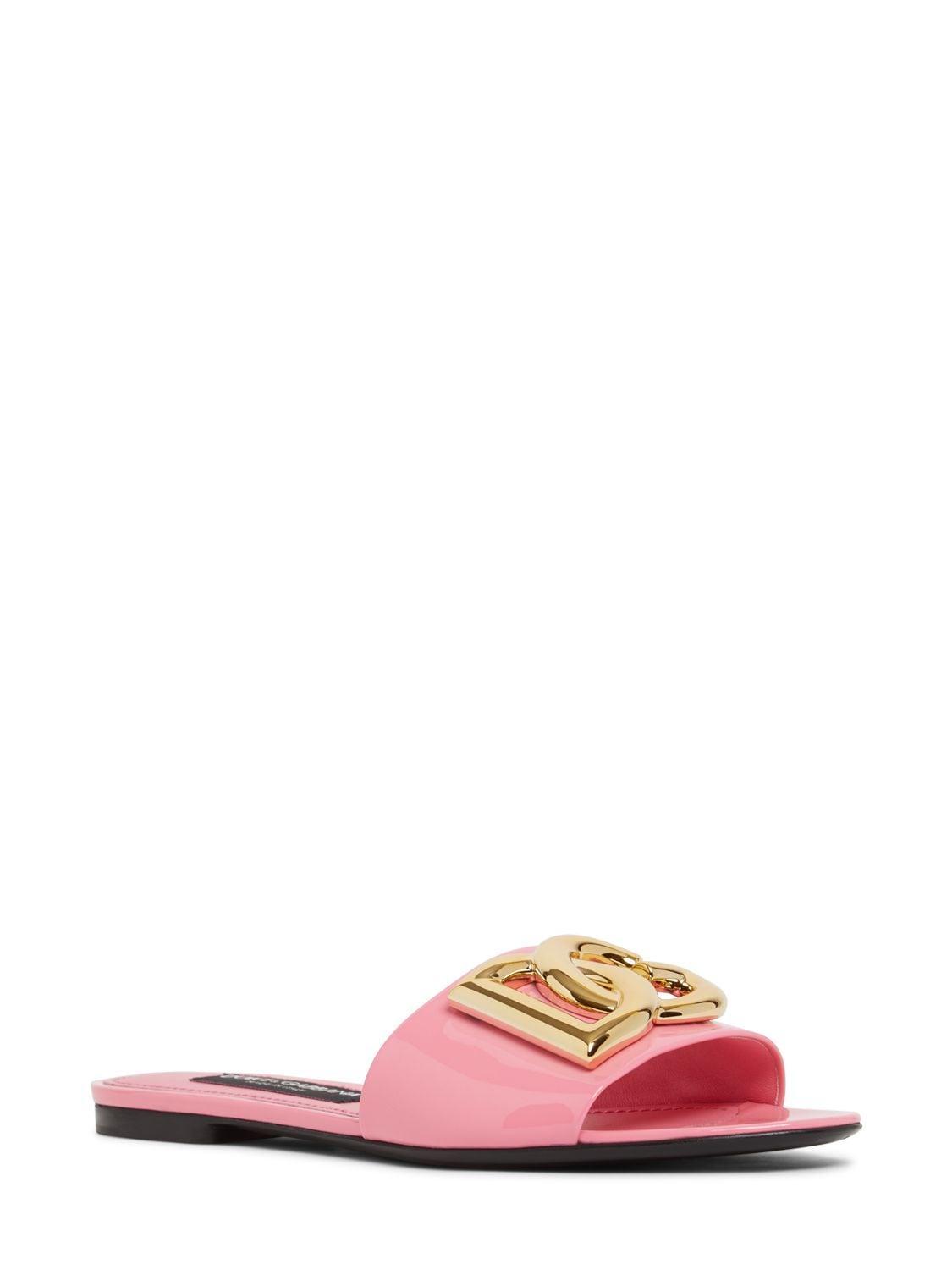 10mm Patent Leather Slide Sandals In Pink Product Image