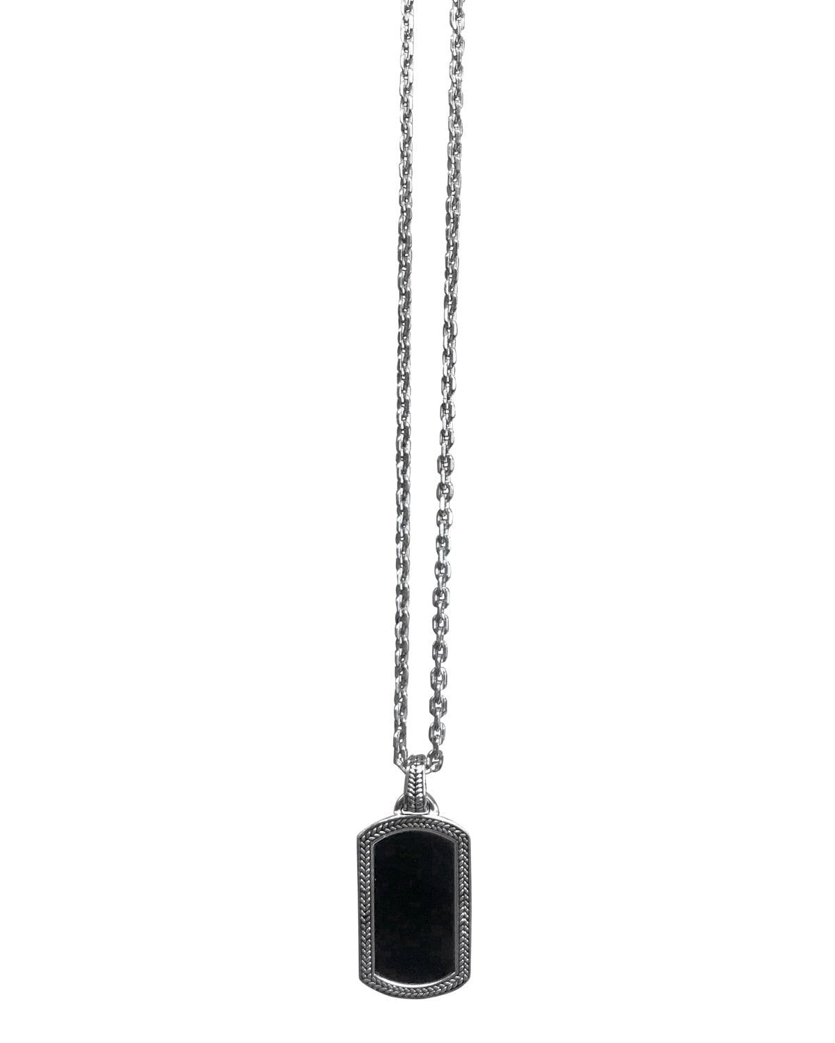 Mens Onyx Dog Tag Necklace, 20 Product Image