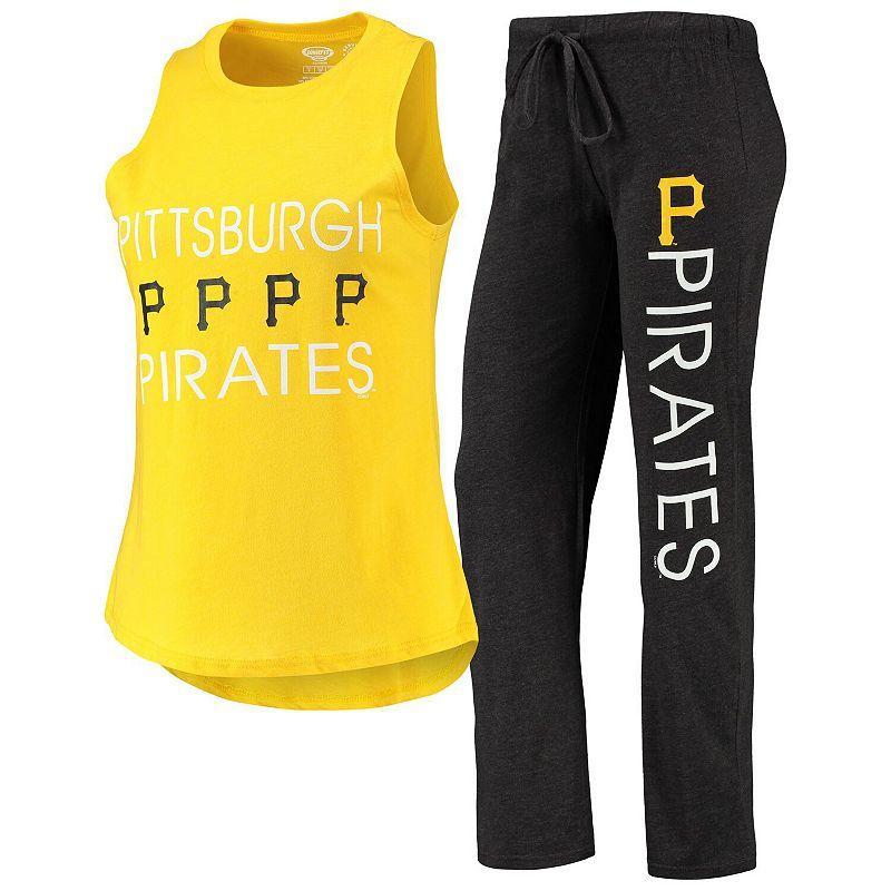 Womens Concepts Sport Black/Gold Pittsburgh Pirates Meter Muscle Tank Top & Pants Sleep Set Product Image