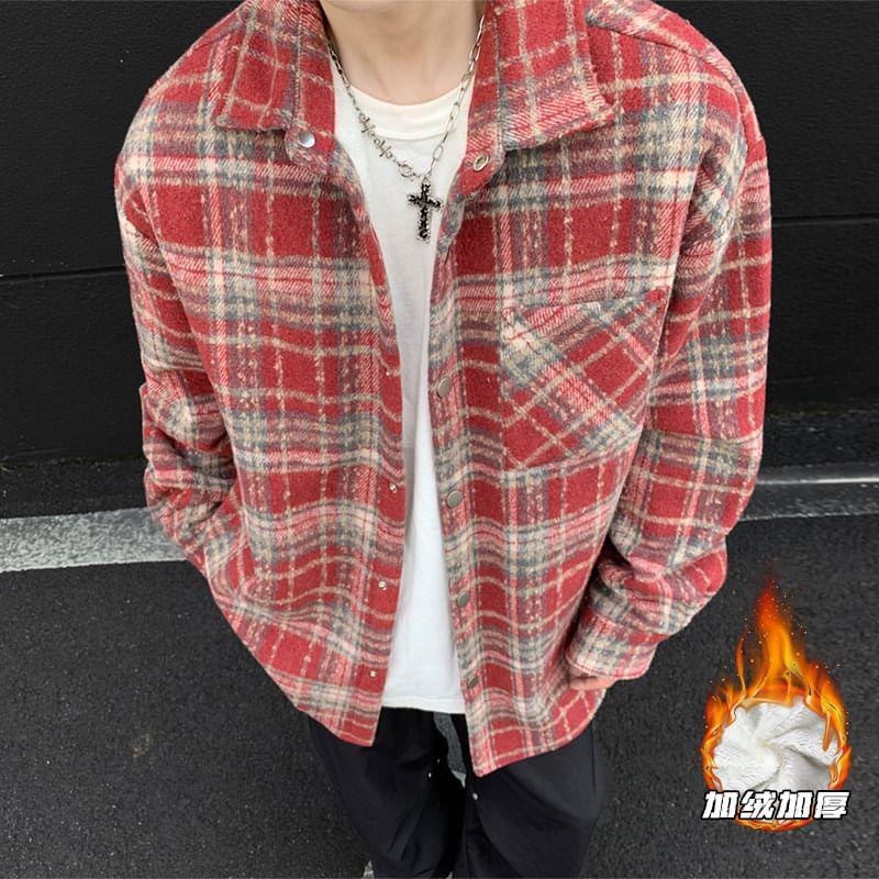 Plaid Pocket Detail Oversized Shacket Product Image