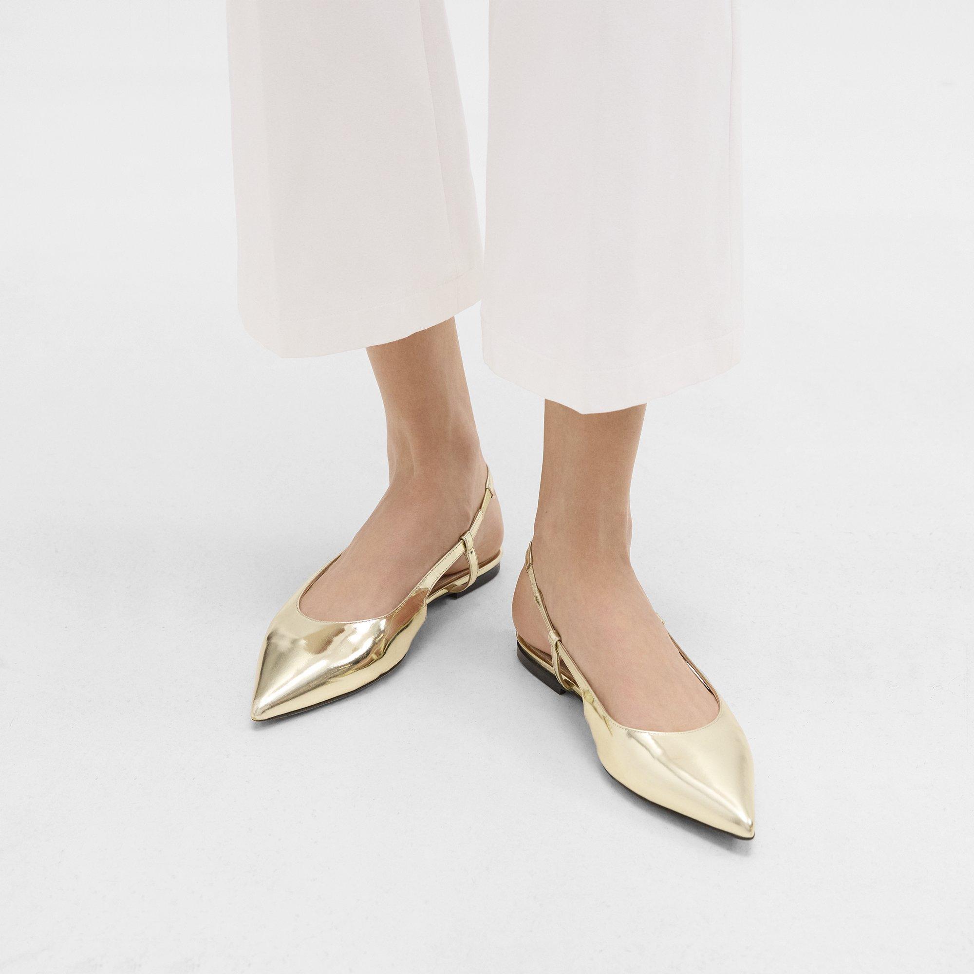 Metallic Leather Slingback Flat | Theory Product Image