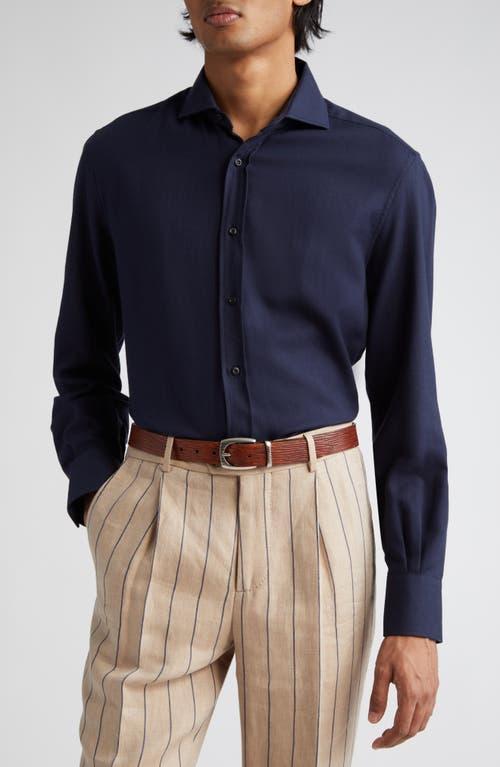 Brunello Cucinelli Basic Fit Cotton & Cashmere Twill Button-Up Shirt Product Image