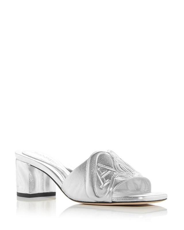 Alexander McQUEEN Womens Embossed Block Heel Slide Sandals Product Image