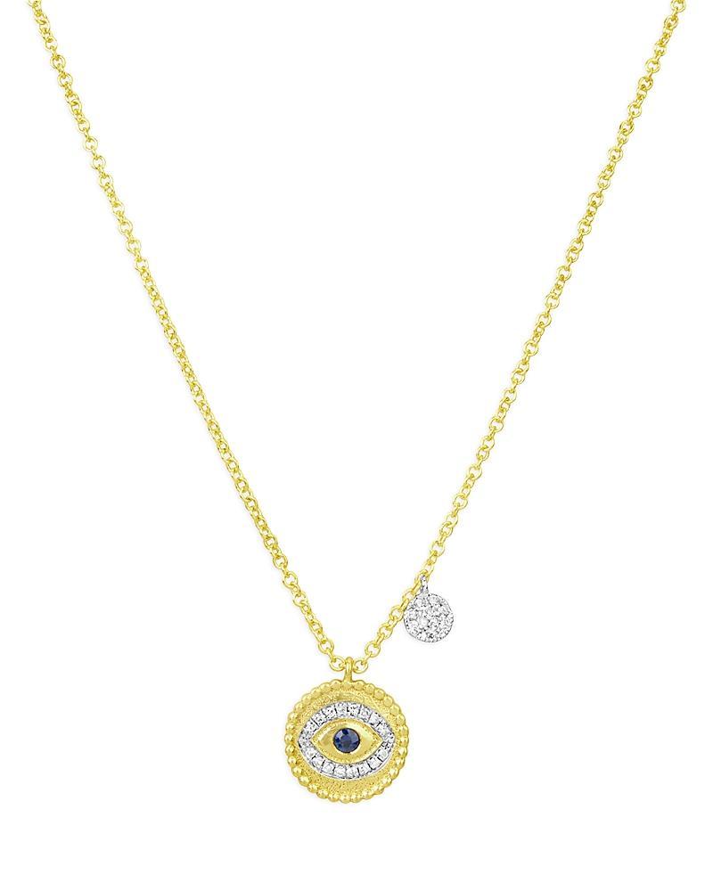 Womens 14K Yellow Gold, Diamond & Sapphire Eye Necklace Product Image