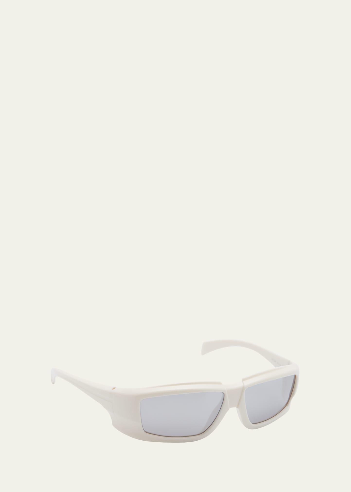 Rick Owens Men's Rick Rectangle Sunglasses  - CREAM/SILVER Product Image