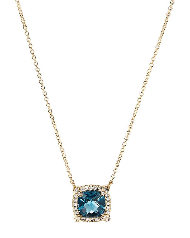 Womens Petite Chatelaine Pav Bezel Pendant Necklace in 18K Yellow Gold with Diamonds Product Image