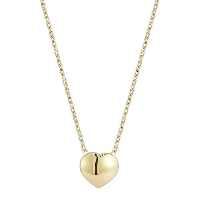 LUMINOR GOLD 14k Gold Dainty Puff Heart Pendant Necklace, Womens Product Image