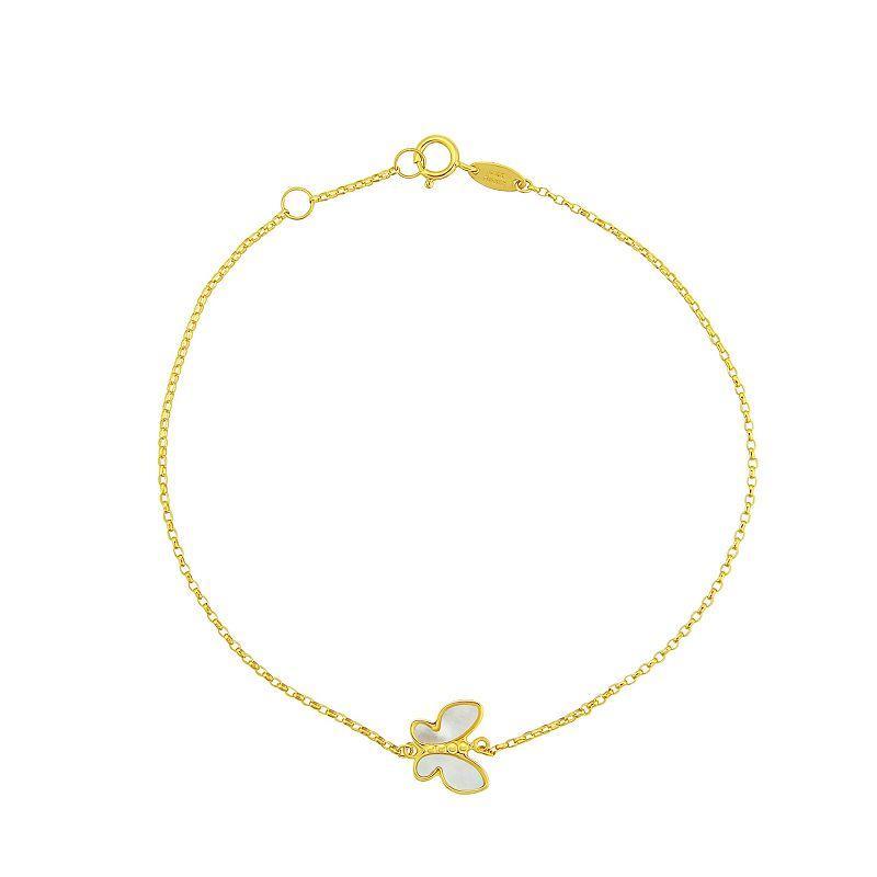 Taylor Grace 10k Gold Mother-of-Pearl Butterfly Chain Bracelet, Womens Product Image