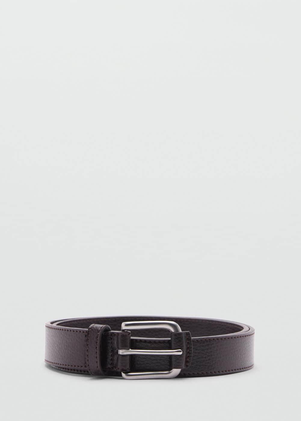 MANGO MAN - 100% tumbled leather belt chocolateMen Product Image