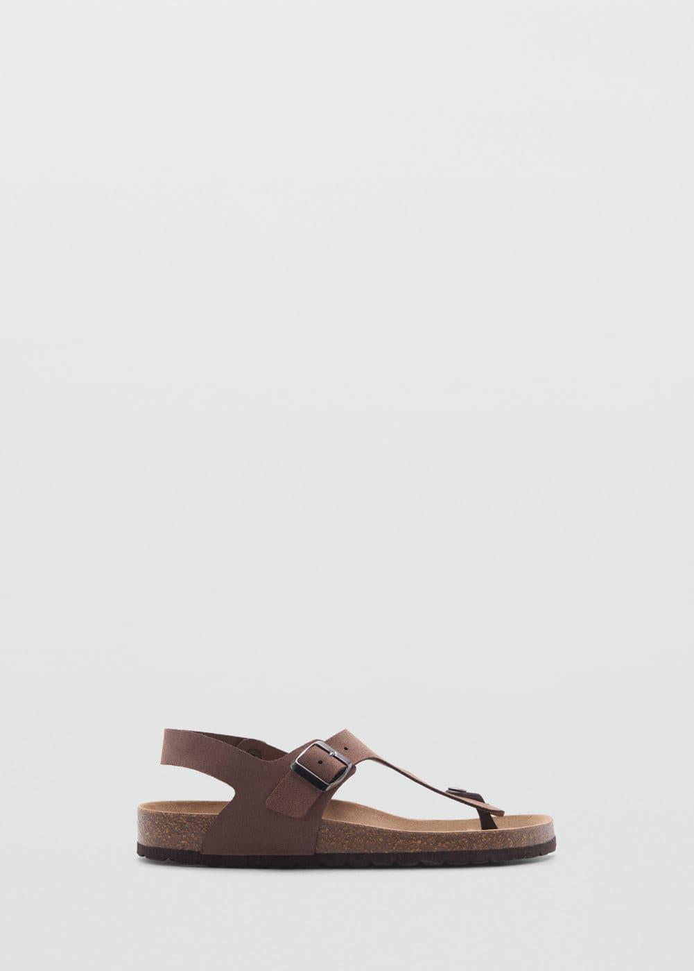 MANGO MAN - Leather sandals with straps brownMen Product Image
