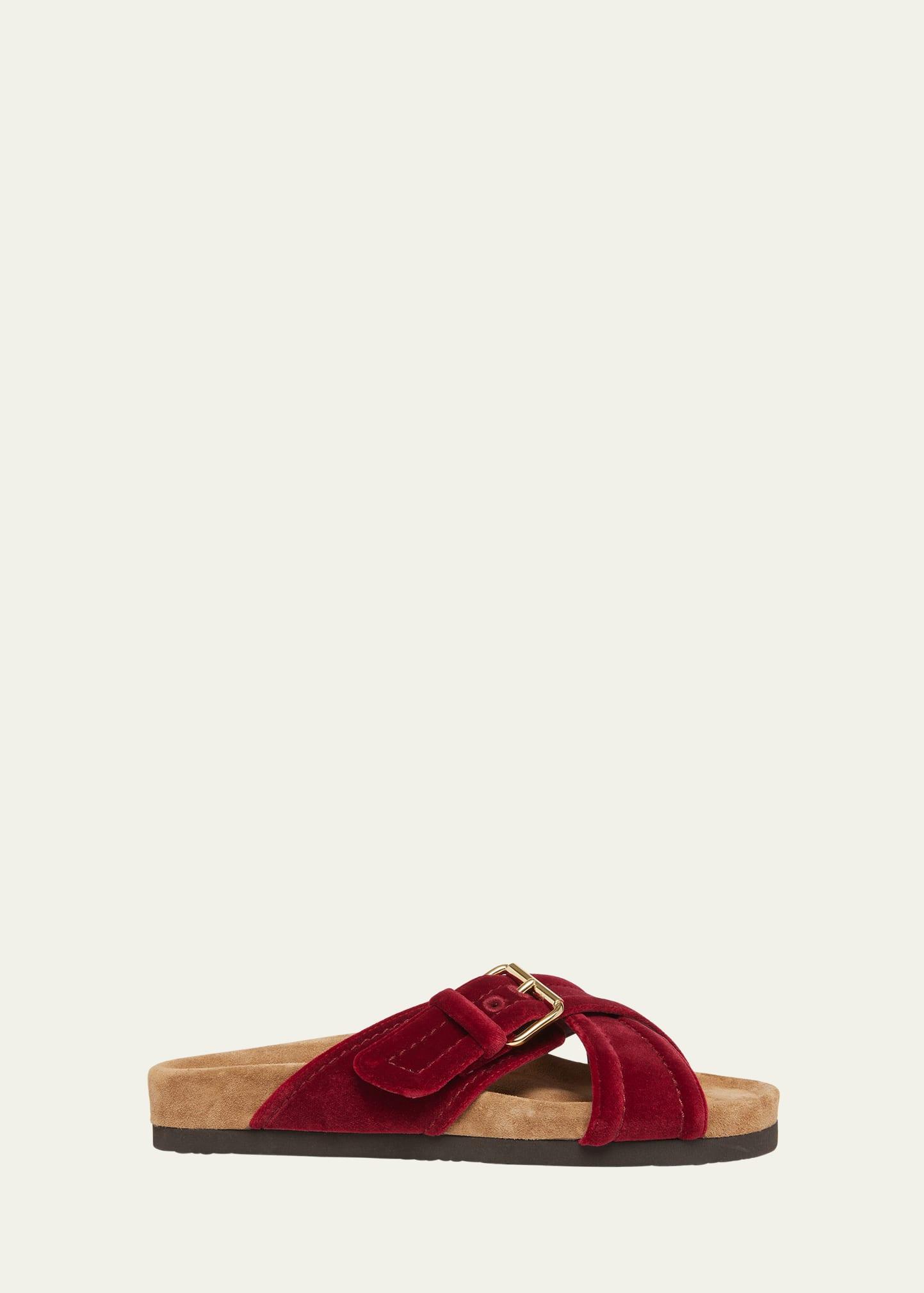 Anywhere Crisscross Buckle Slide Sandals In Red Product Image