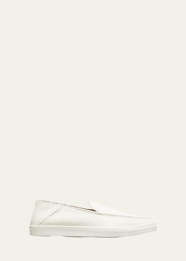 Giorgio Armani Men's Woven Leather Slip-On Sneakers - Size: 8 UK (9D US) - CREAM Product Image