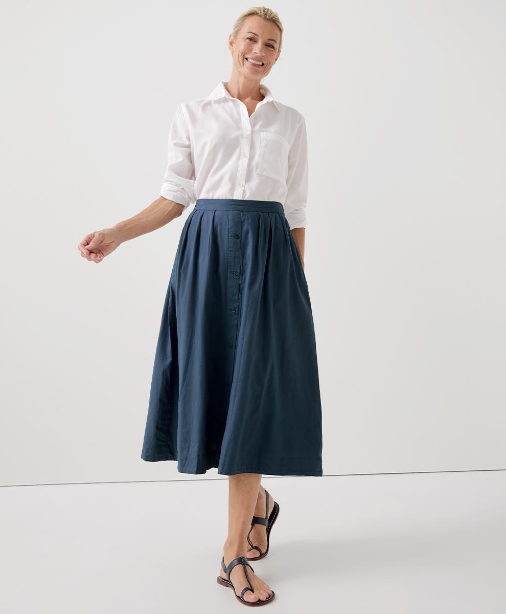 Womens Sunset Lightweight Cotton Button Skirt L Product Image