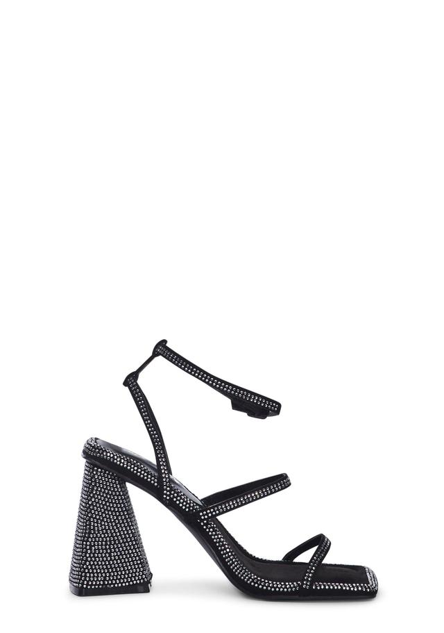 Public Desire Rhinestone Sandal Block Heels - Black Product Image