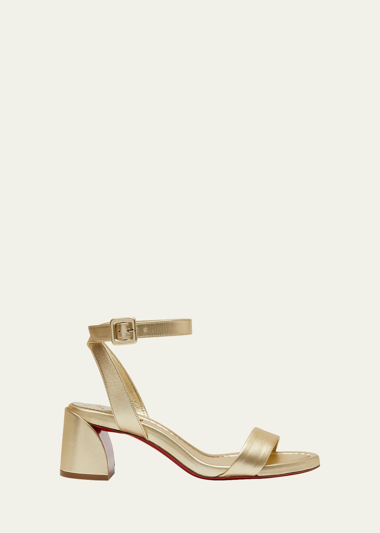 Miss Sabina Metallic Red Sole Ankle-Strap Sandals Product Image