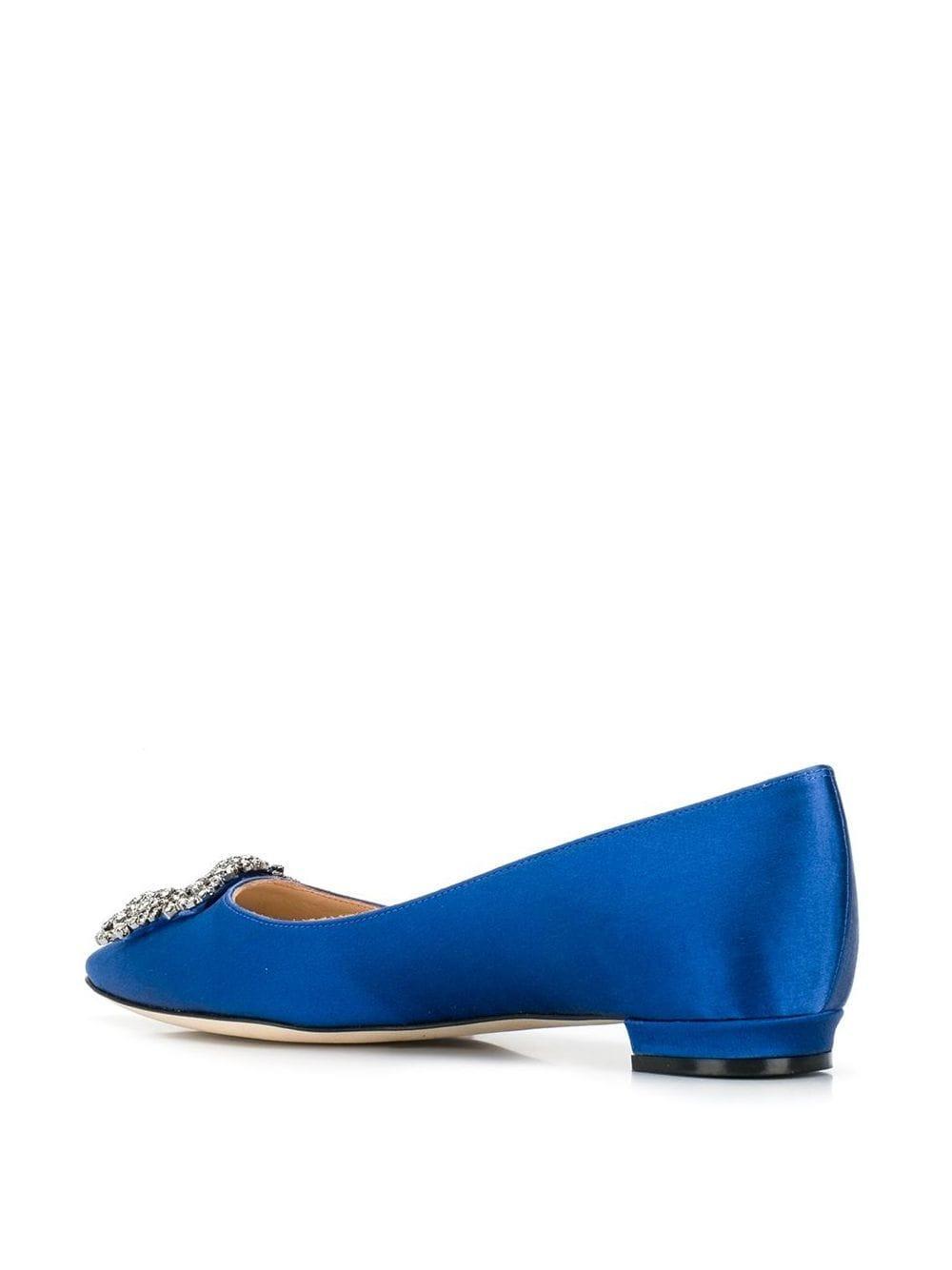 MANOLO BLAHNIK Hangisi Embellished Buckle Ballerina Flats In Blue Product Image