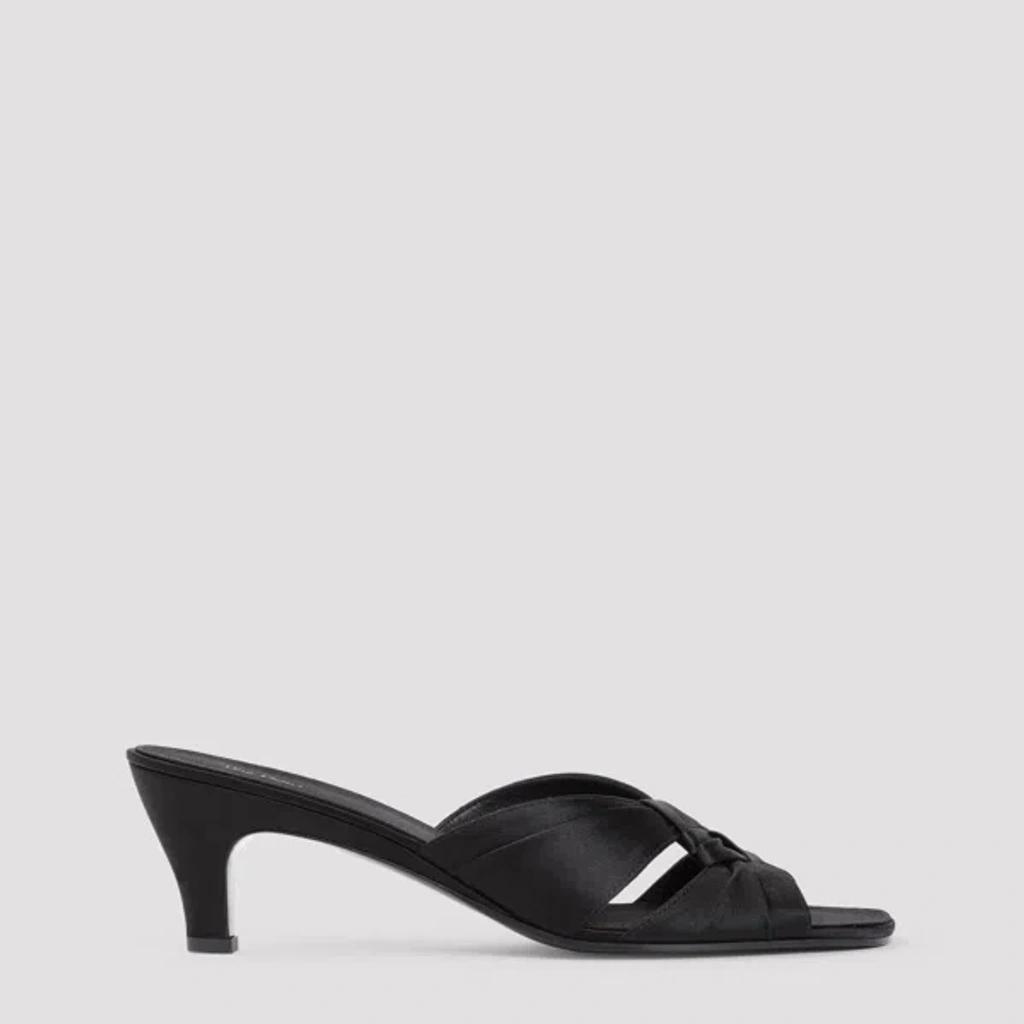 THE ROW 65 Soft Knot Satin Sandals In Black Product Image