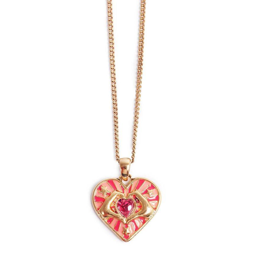 Heart Glaze Pendant Stainless Steel Necklace Product Image