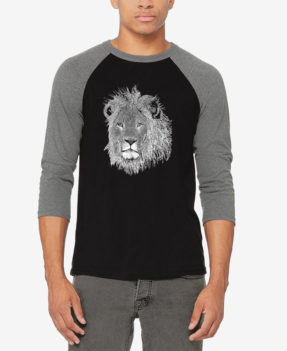 Mens Raglan Baseball Word Art Lion T-shirt Product Image