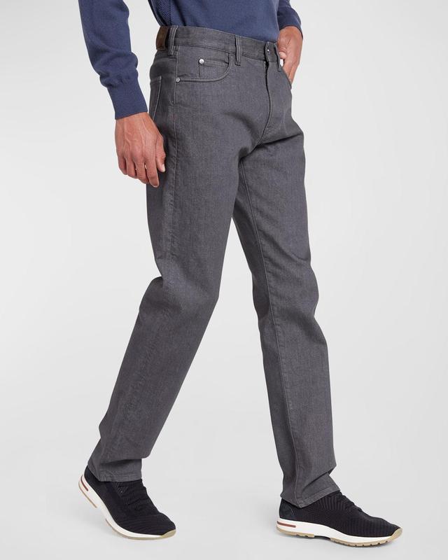 Mens 5-Pocket Grey Denim Jeans Product Image