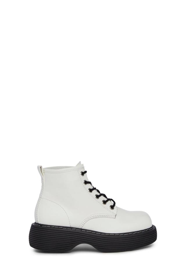 Delia's Platform Lace-Up Ankle Booties - White Product Image