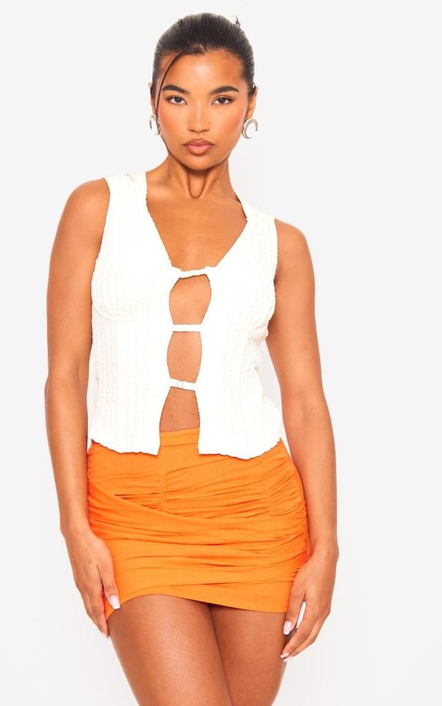 Hot Orange Linen Look Wrap Front Mini Skirt Product Image