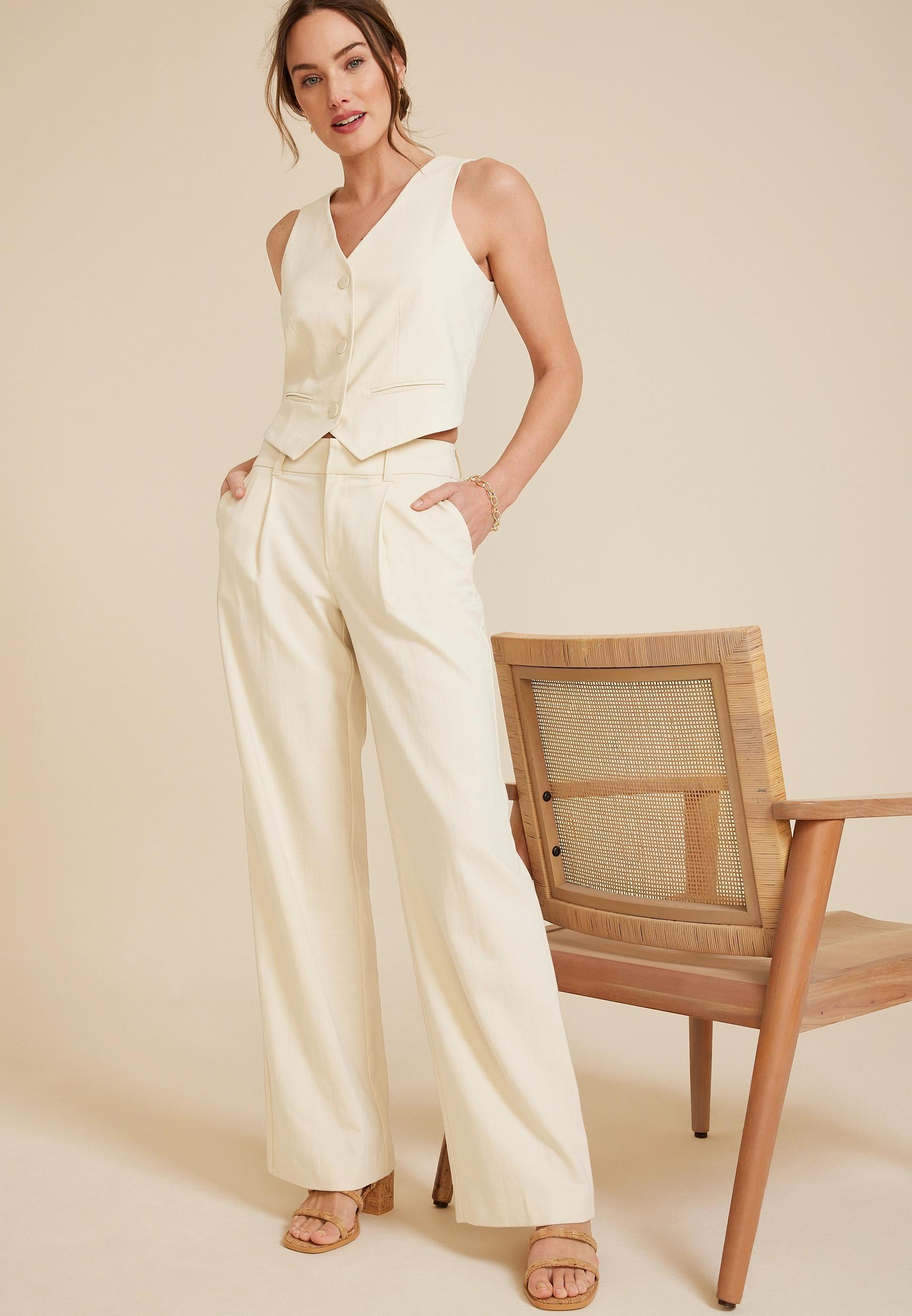 Idealist Linen High Rise Wide Leg Dress Pant Product Image