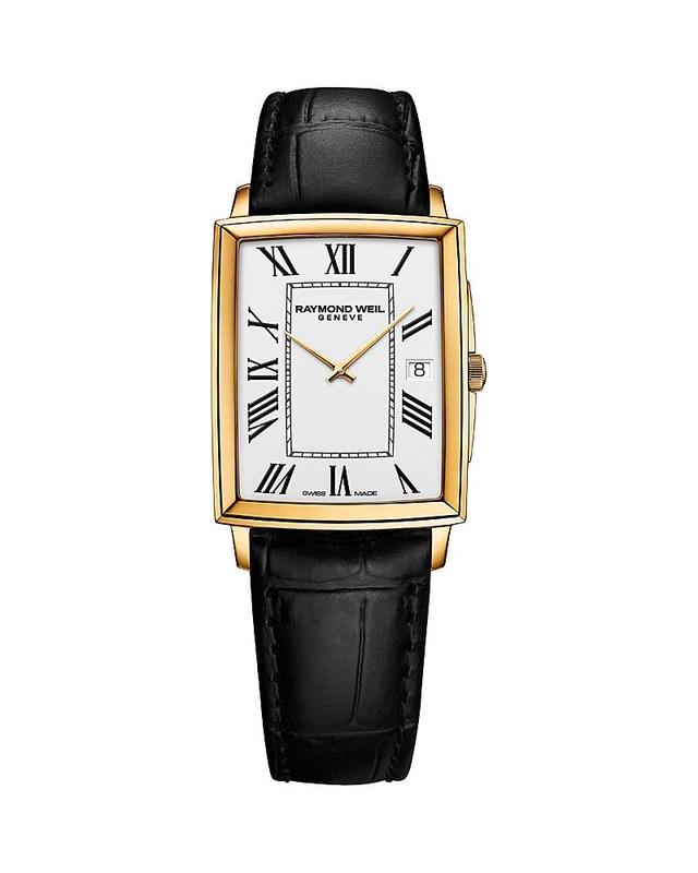 Raymond Weil Mens Swiss Toccata Black Leather Strap Watch 29x37mm Product Image