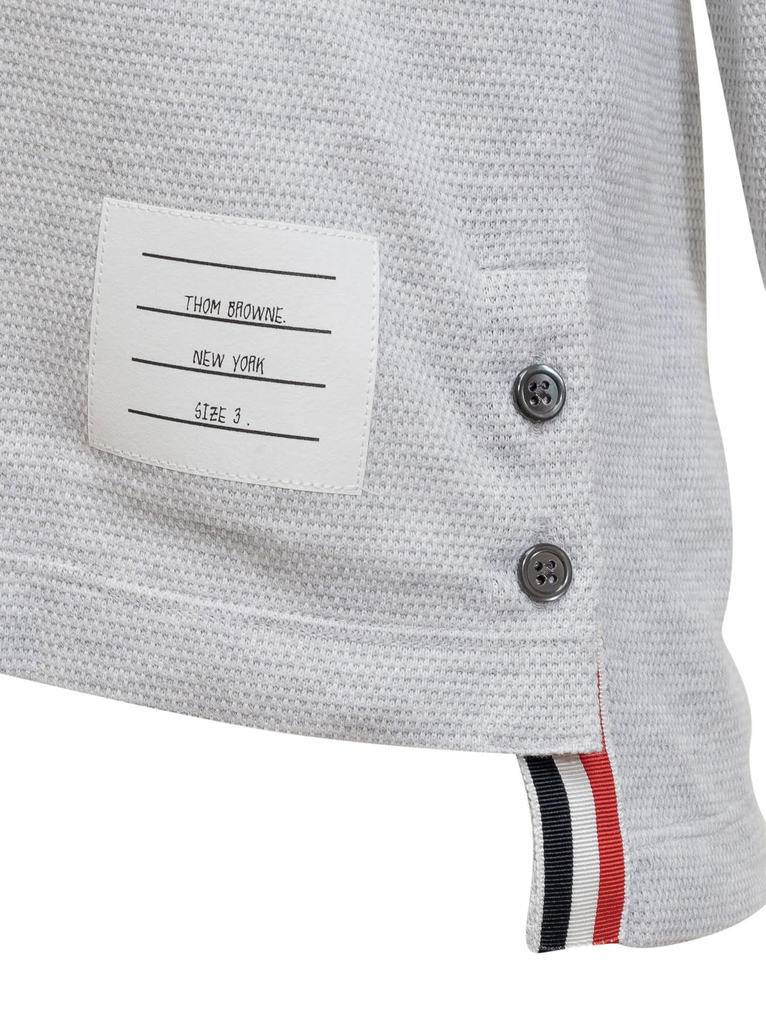 THOM BROWNE Polo Shirt With 4-bar Logo In Grey Product Image