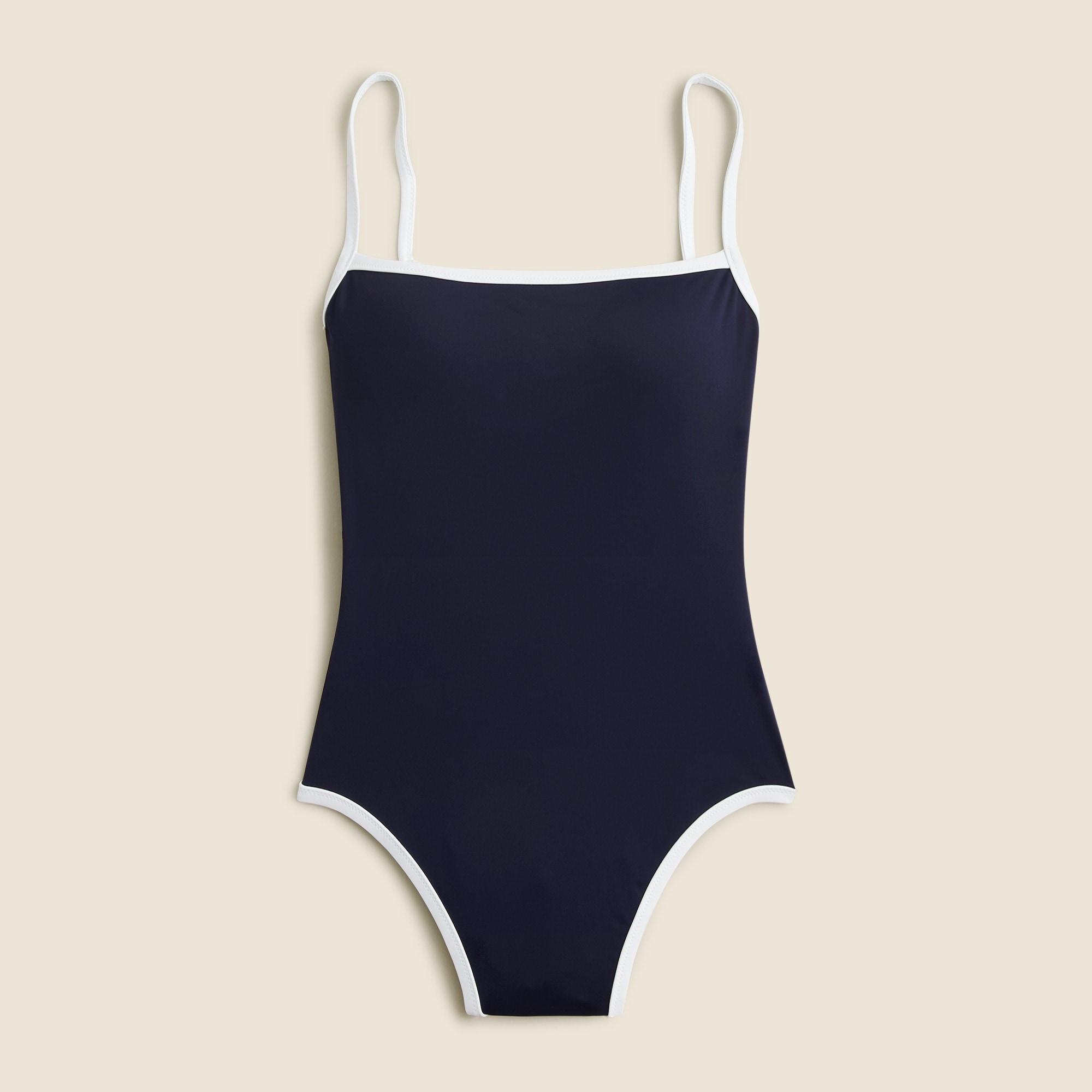 Squareneck one-piece swimsuit with contrast trim Product Image