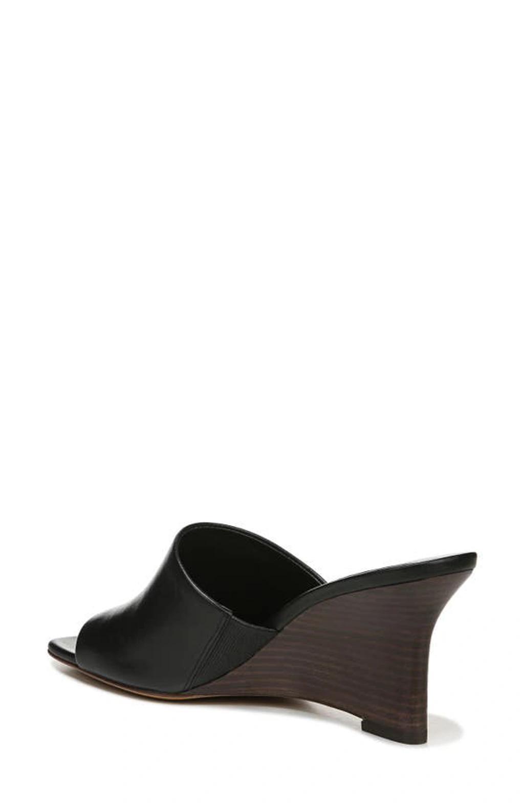 Pia Womens Leather Slide Wedge Sandals In Black Product Image