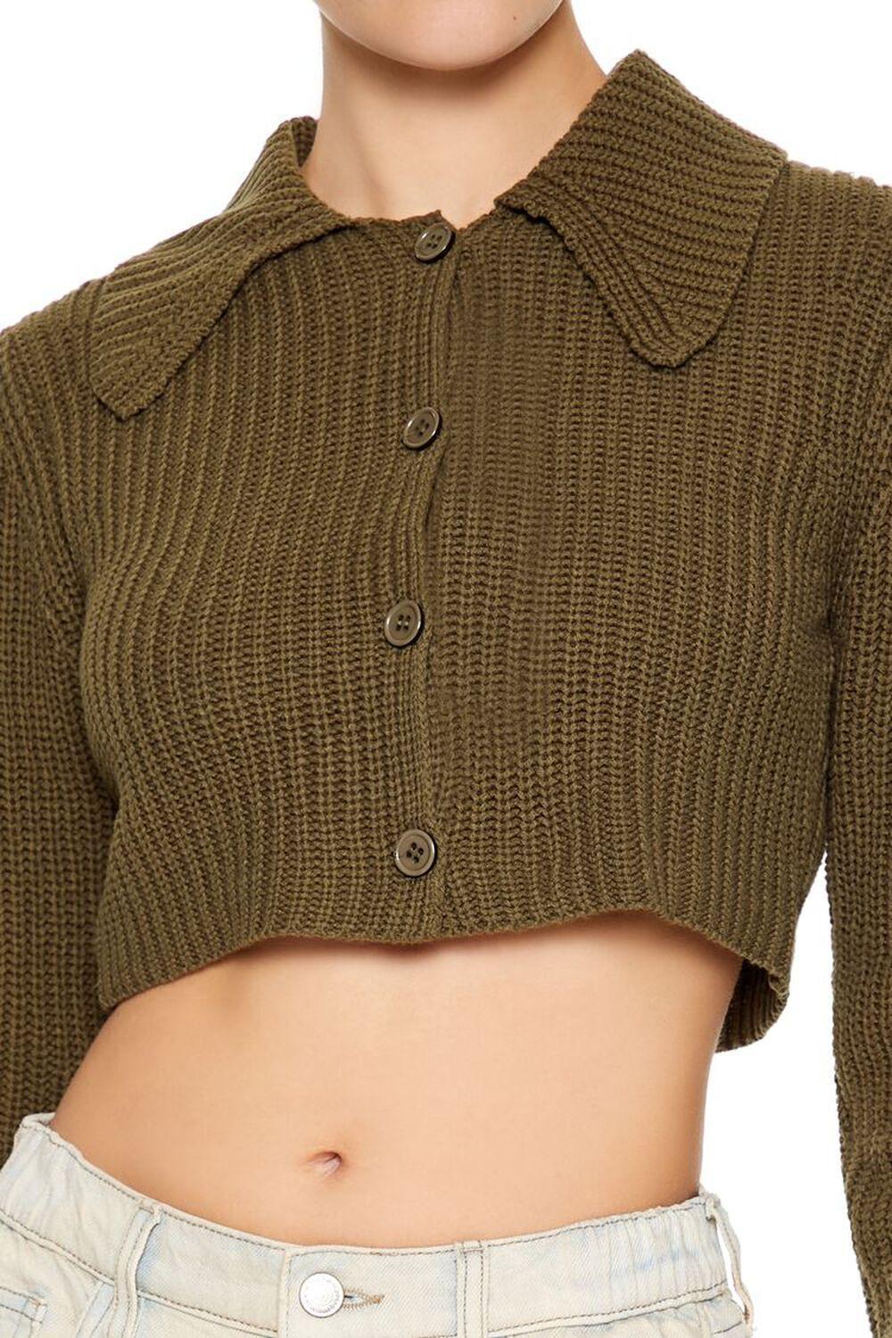 Cropped Rib-Knit Cardigan Sweater | Forever 21 Product Image