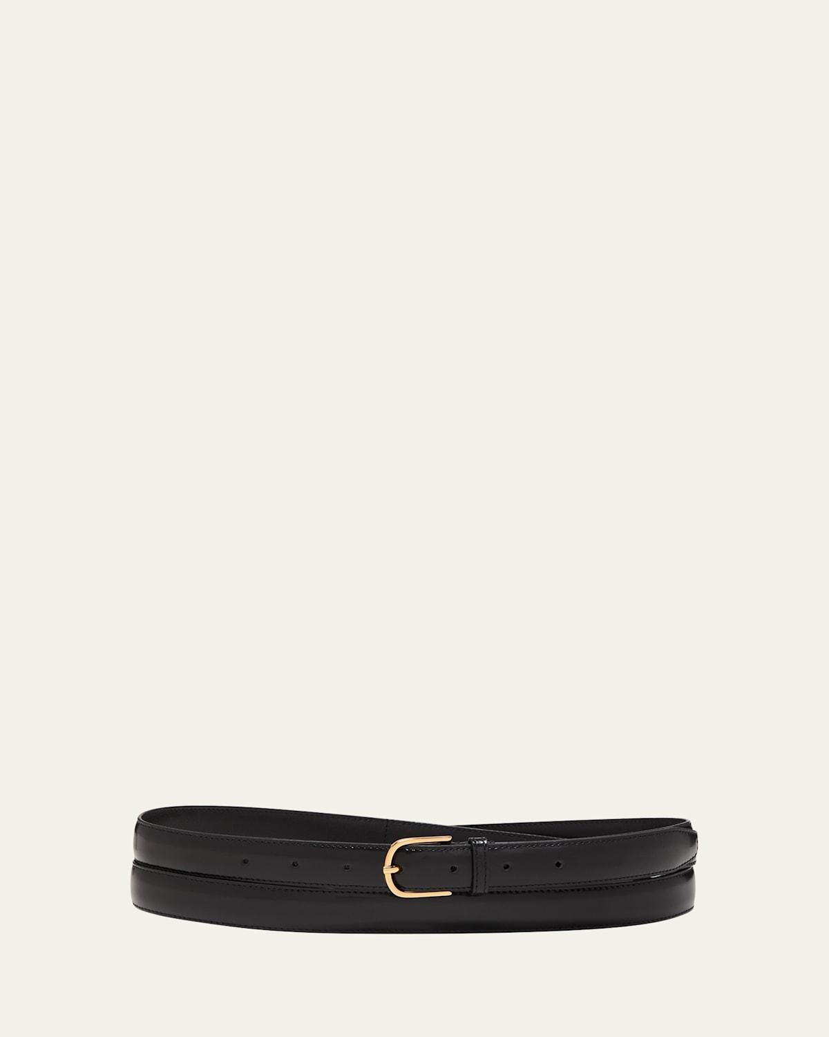 Black Slim Trouser Leather Belt Product Image