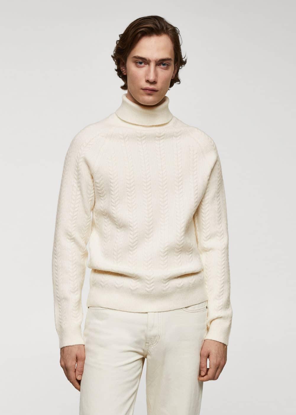 MANGO MAN - Twisted turtleneck sweater off whiteMen Product Image