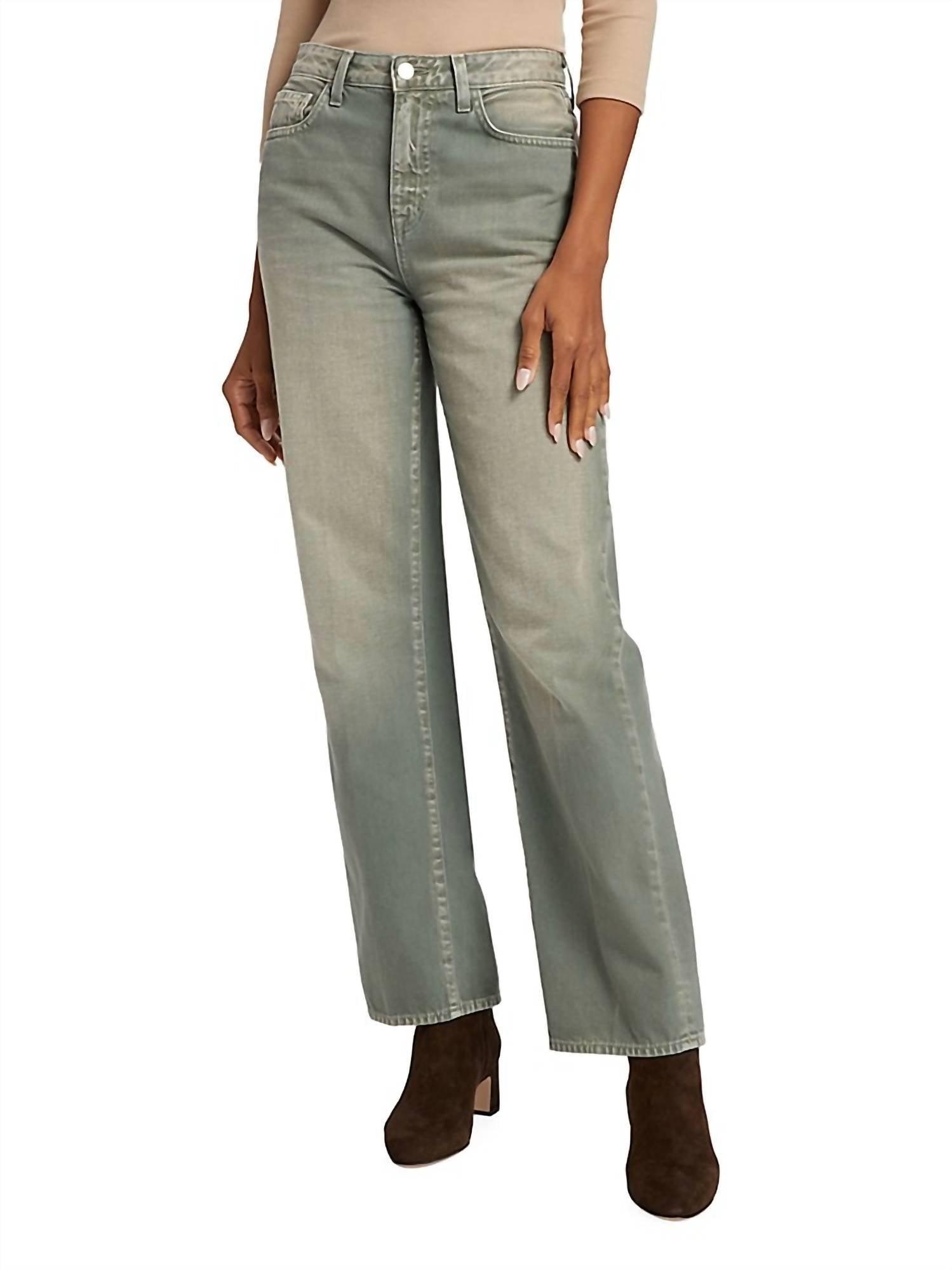 Jones Ultra High Rise Stovepipe Jean In Jade Green In Grey Product Image