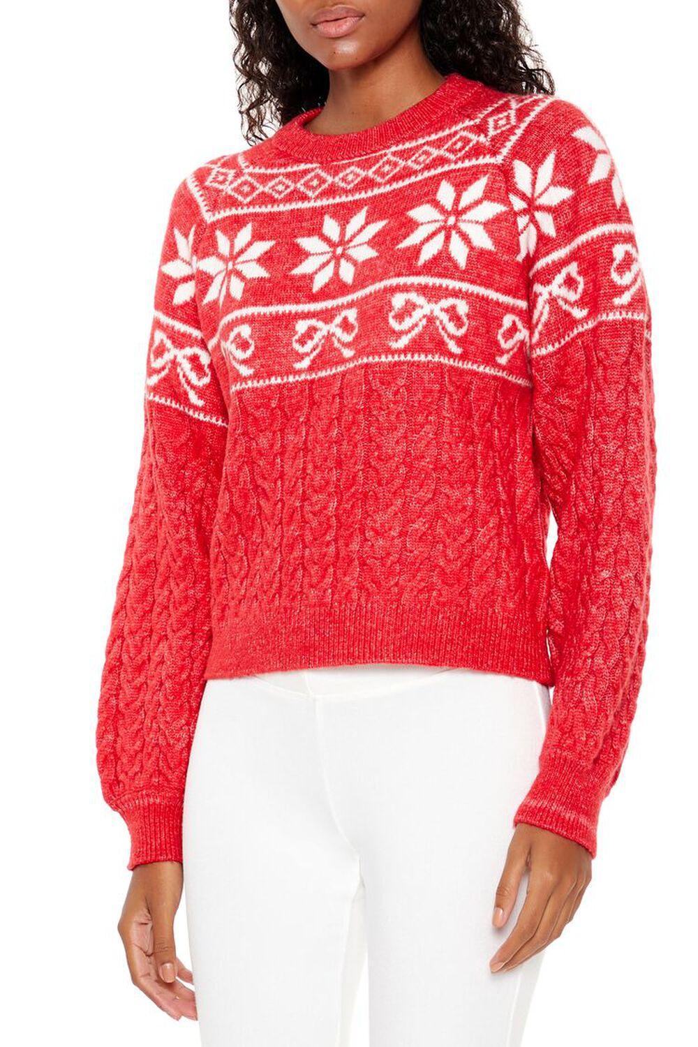 Fair Isle Bow Cable Knit Sweater | Forever 21 product image