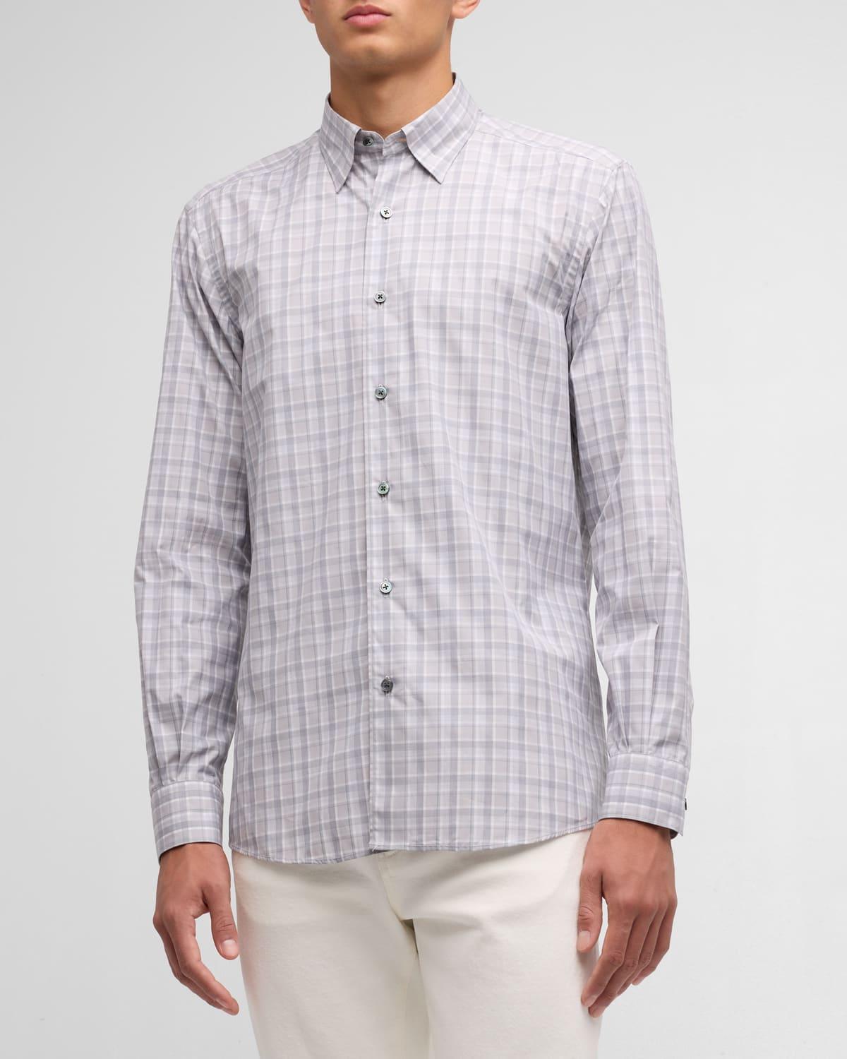 Men's Centoquaranta Plaid Twill Sport Shirt Product Image