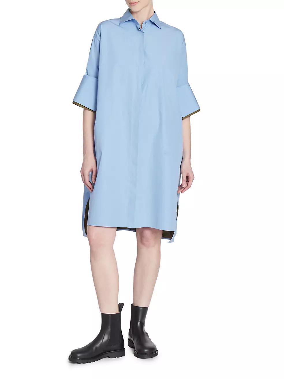 Turn-Up Cotton-Blend Shirtdress Product Image