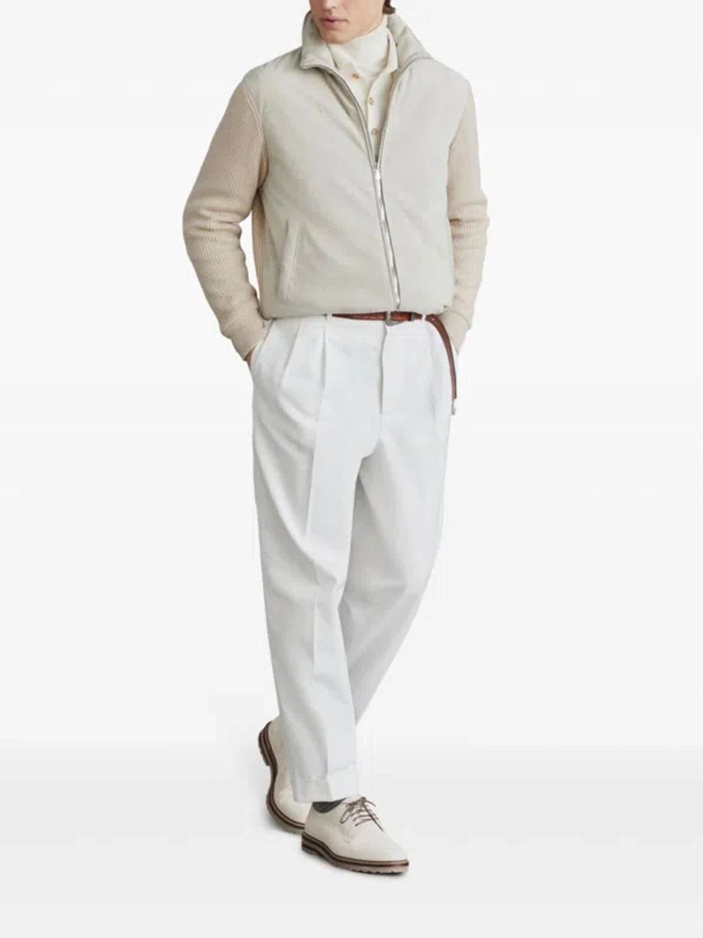 BRUNELLO CUCINELLI High-neck Zip-up Cashmere Cardigan In Beige Product Image