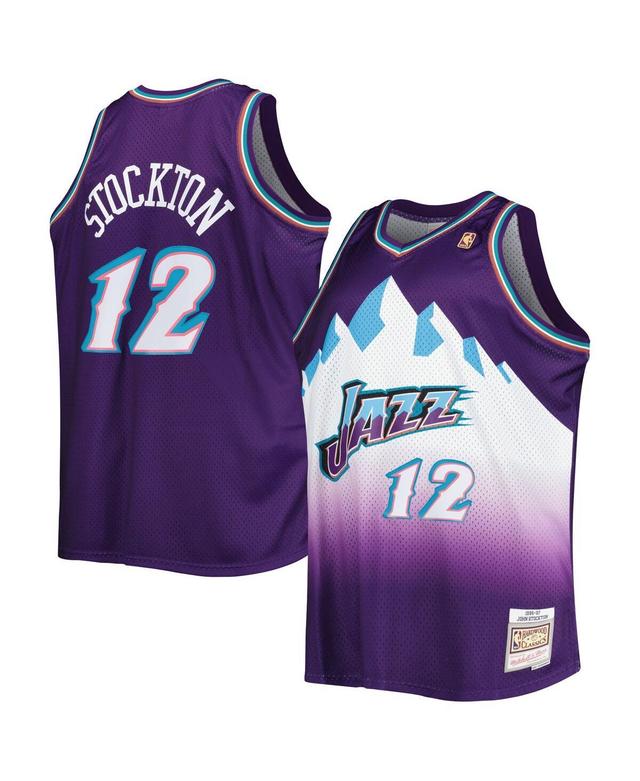 Mens Mitchell & Ness John Stockton Purple Utah Jazz Big & Tall Hardwood Classics 1996-97 Swingman Jersey Product Image