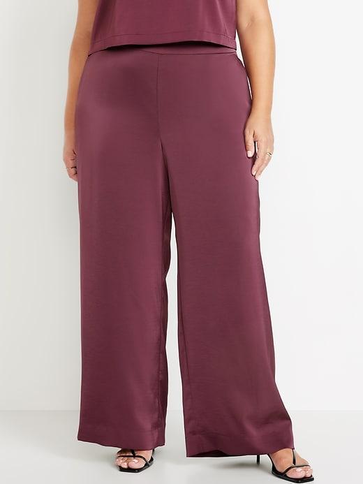 High-Waisted Satin Super Wide-Leg Pants Product Image