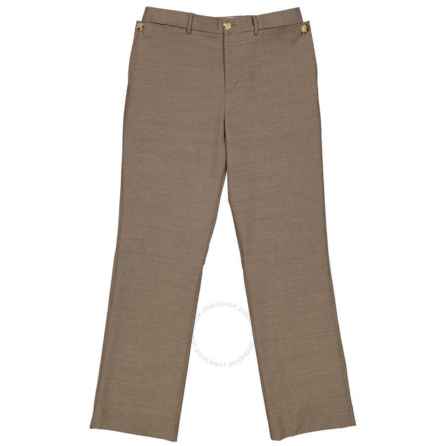 Beige Wool Pocket Detail Tailored Trousers Product Image