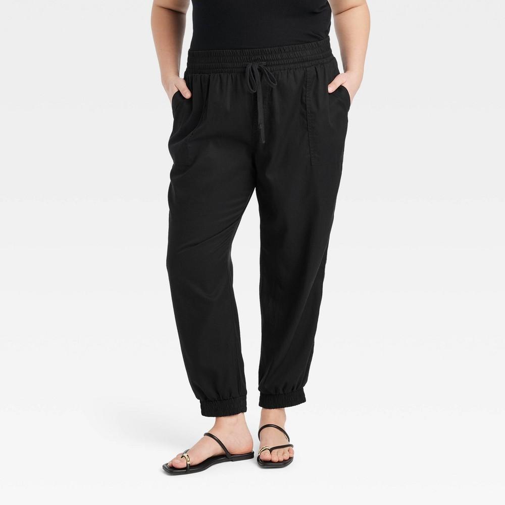 Womens High-Rise Modern Ankle Jogger Pants - A New Day Black XXL Product Image