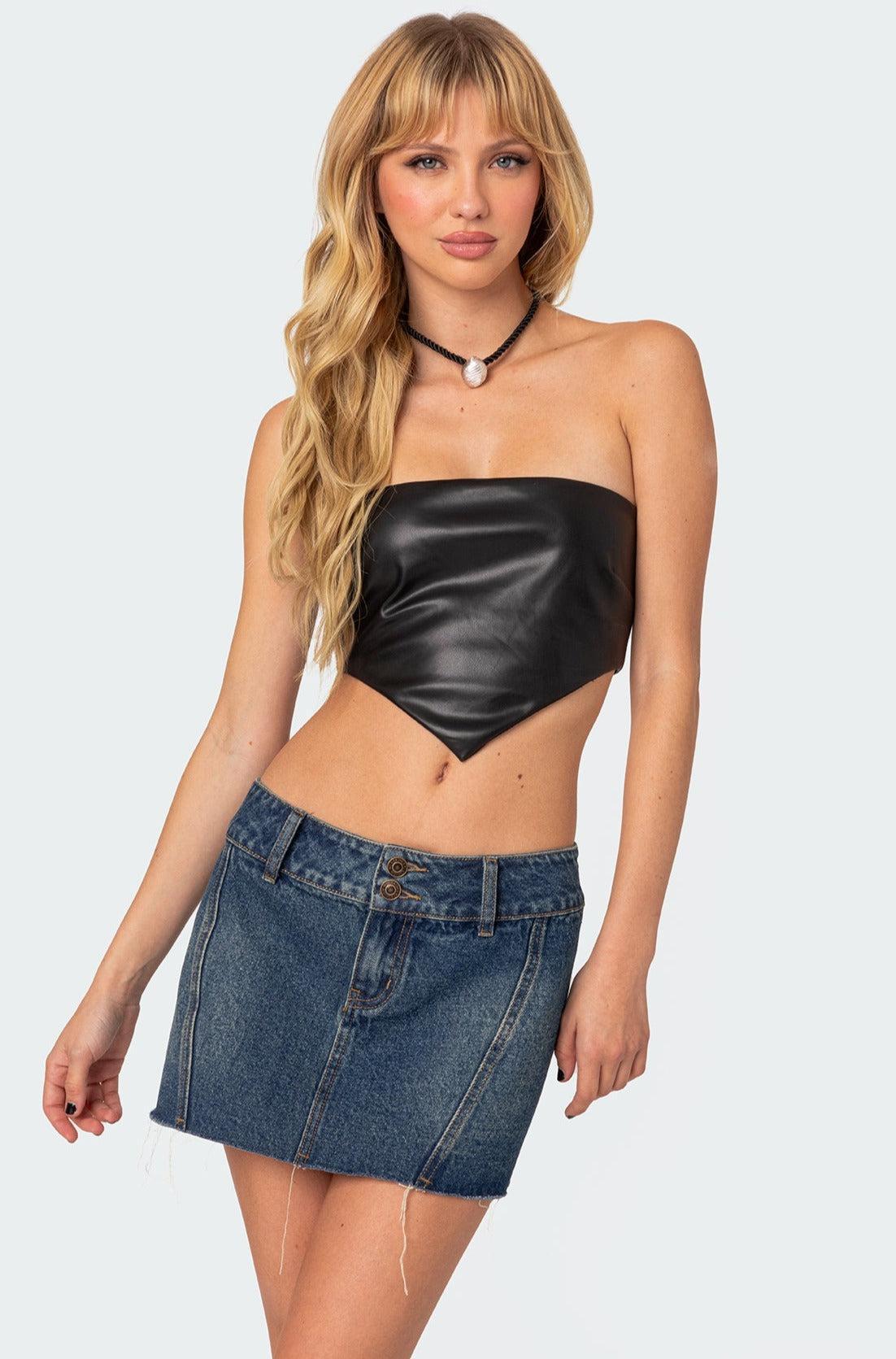 Vic Triangle Faux Leather Crop Top product image