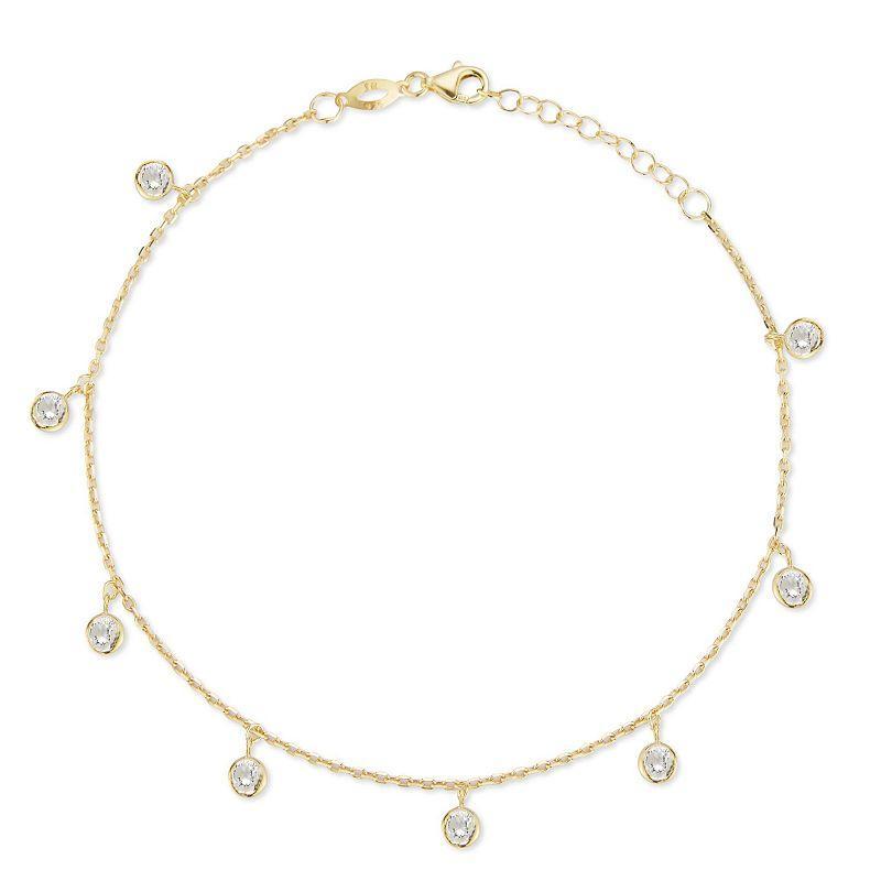 Sunkissed Sterling Silver Over Cubic Zirconia Anklet, Womens Yellow Gold Tone Product Image