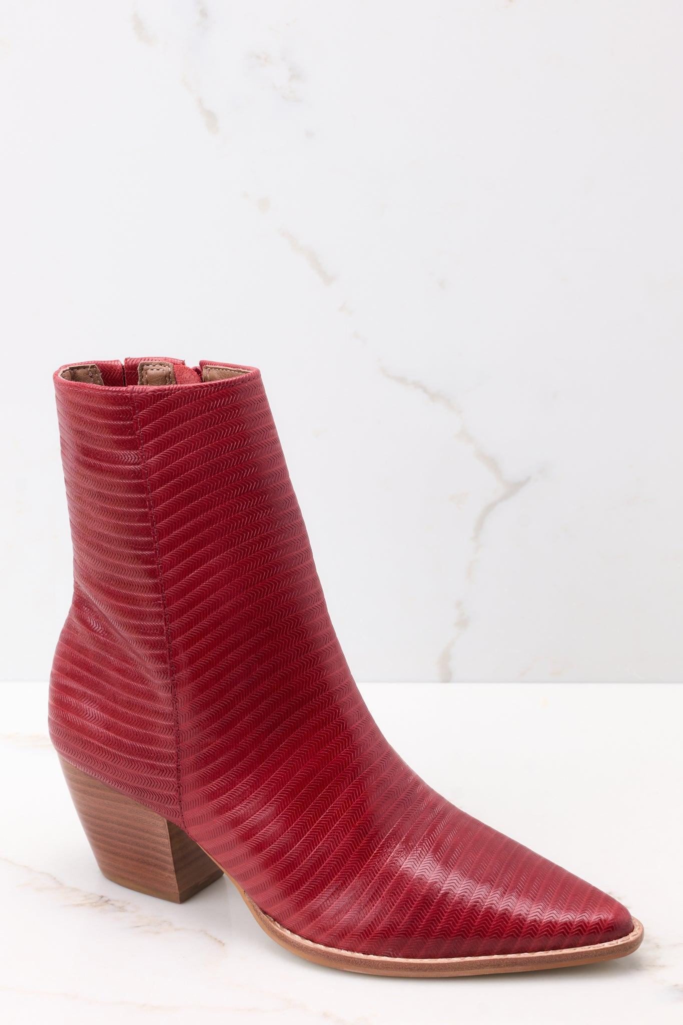 Caty Cherry Rope Leather Ankle Boots Red Product Image