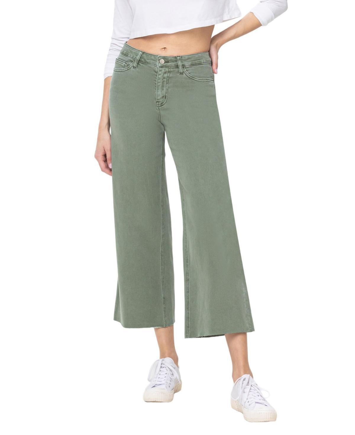 Vervet Womens High Rise Cropped Wide Leg Jeans Product Image