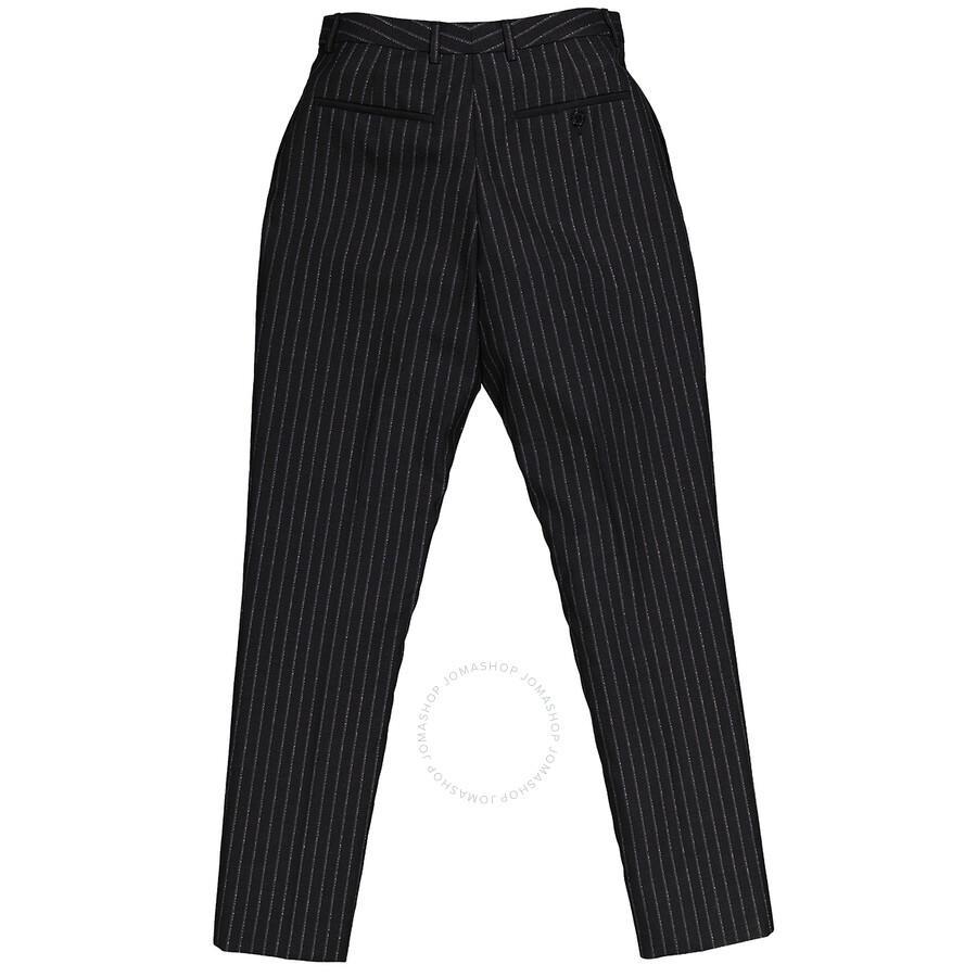 Pinstripe High-waisted Trousers In Black Product Image