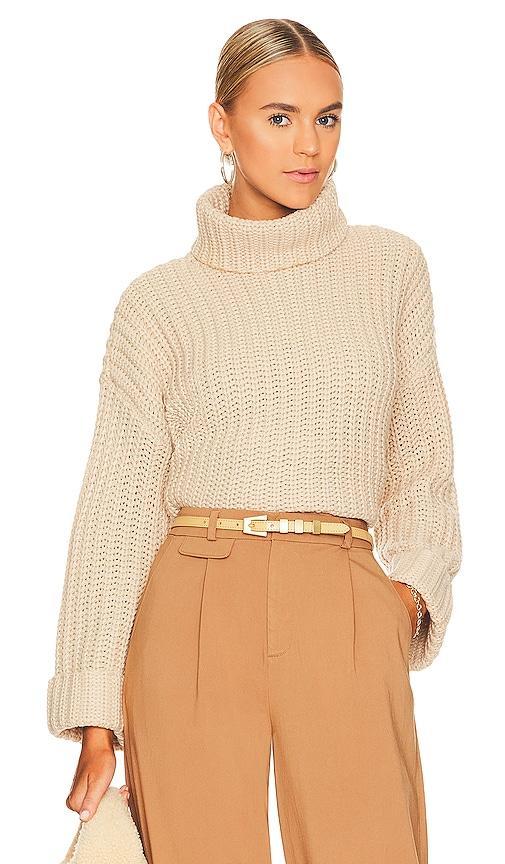 525 Chunky Turtleneck Shaker Pullover in Beige. Size L, S, XS. product image