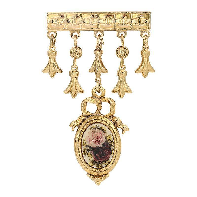 1928 Gold Tone Manor House Oval Drop Bar Pin, Womens, Purple Product Image